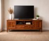 Luxury Solid Sheesham Wood Entertainment TV Unit with Drawers and Cabinets
