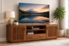 solid sheesham wood tv unit with storage drawers