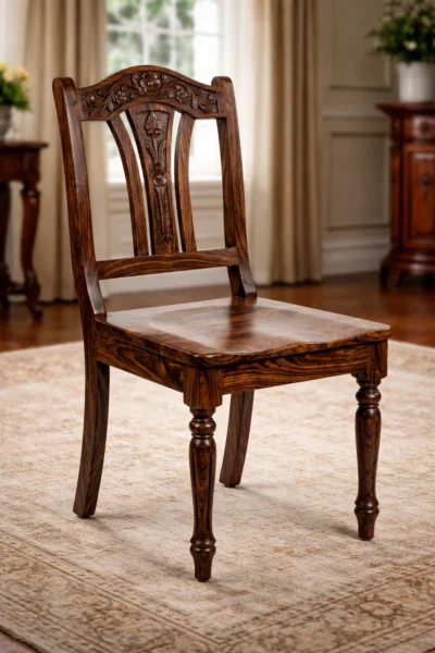 Royal Sheesham classic heritage dining chair set of 2 made from solid sheesham wood with traditional design and strong build