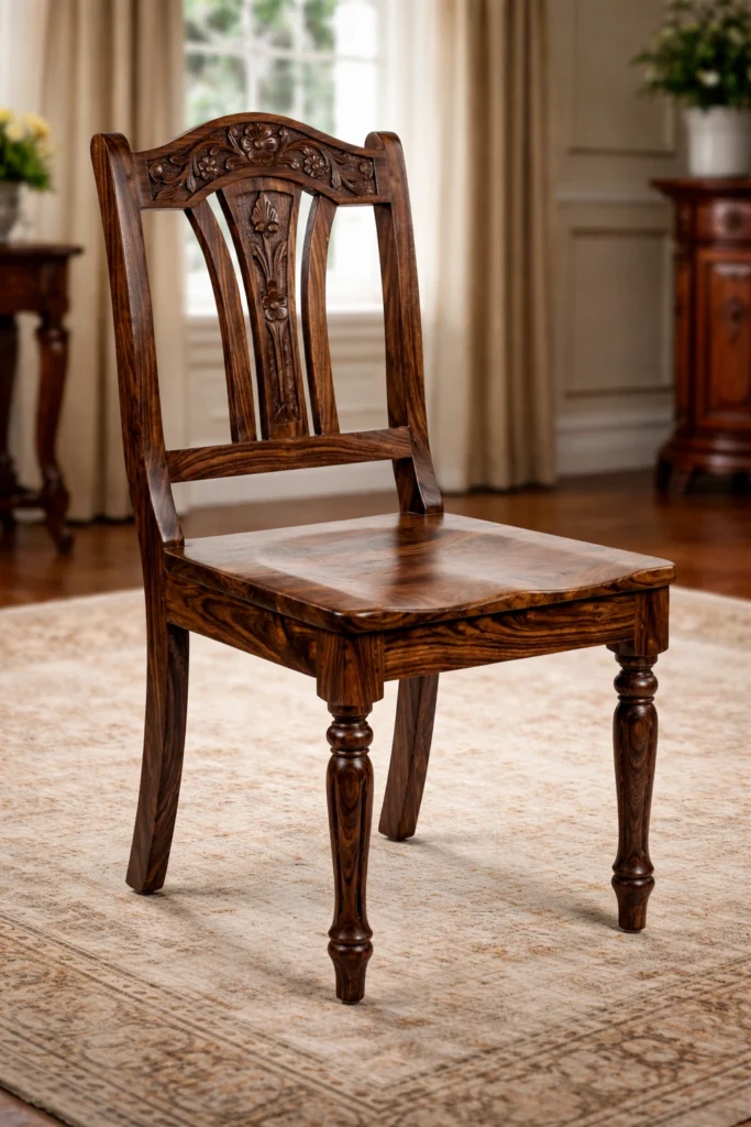 Royal Sheesham classic heritage dining chair set of 2 made from solid sheesham wood with traditional design and strong build