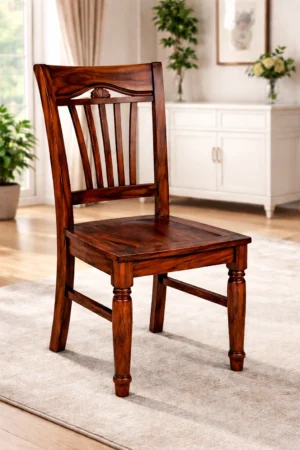 Set of 2 Royal Sheesham wooden chairs with back support made from solid sheesham wood for dining table seating