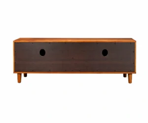 Solid Sheesham Wood Cane Panel TV Unit with Brass Knobs and Design - Image 5