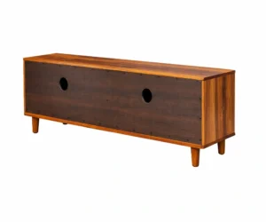 Solid Sheesham Wood Cane Panel TV Unit with Brass Knobs and Design - Image 6