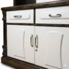 Modern wooden dressing table with mirror, glass shelves and storage drawers - Image 3