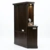 Modern wooden dressing table with mirror, glass shelves and storage drawers - Image 4
