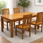 Solid sheesham wood 4 seater dining table set with chairs by Royal Sheesham for modern home dining space in India