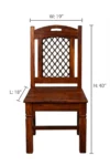 Wooden dining table with colorful ceramic tile top and six chairs - Image 9