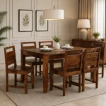 Aarush Solid Wood 6 Seater Dining Set in Natural Walnut Finish