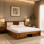 Anish Sheesham Wood Bed With Storage Drawers