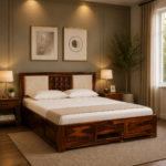 Anisha Solid Sheesham Wood  Bed With Hydraulic Storage