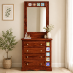 Berlin Sheesham Wood Dressing Table in Teak Finish