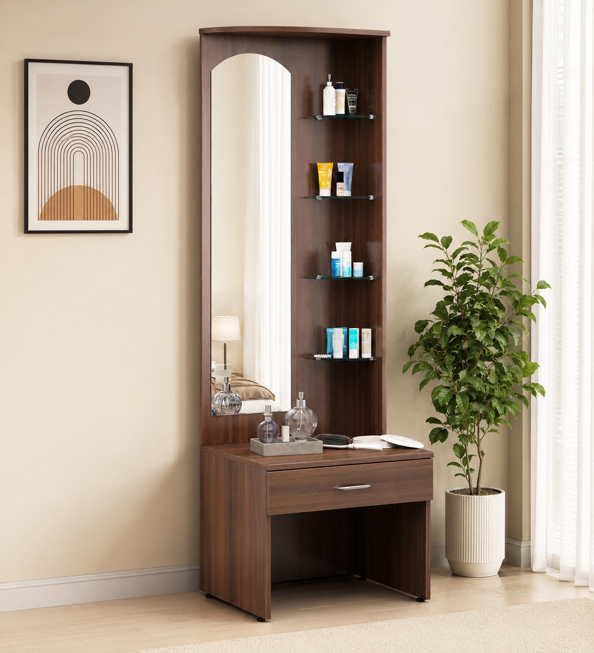 Florence Solid Wood Dressing Table in Walnut Finish classic wood (1) Florence Solid Wood Dressing Table in Walnut Finish - Image 1