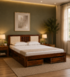 Kals Sheesham Wood Bed With Storage Drawers