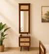 Kenton Solid Wood Dressing Table with Mirror in Walnut Finish