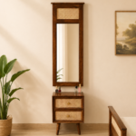 Kenton Solid Wood Dressing Table with Mirror in Walnut Finish