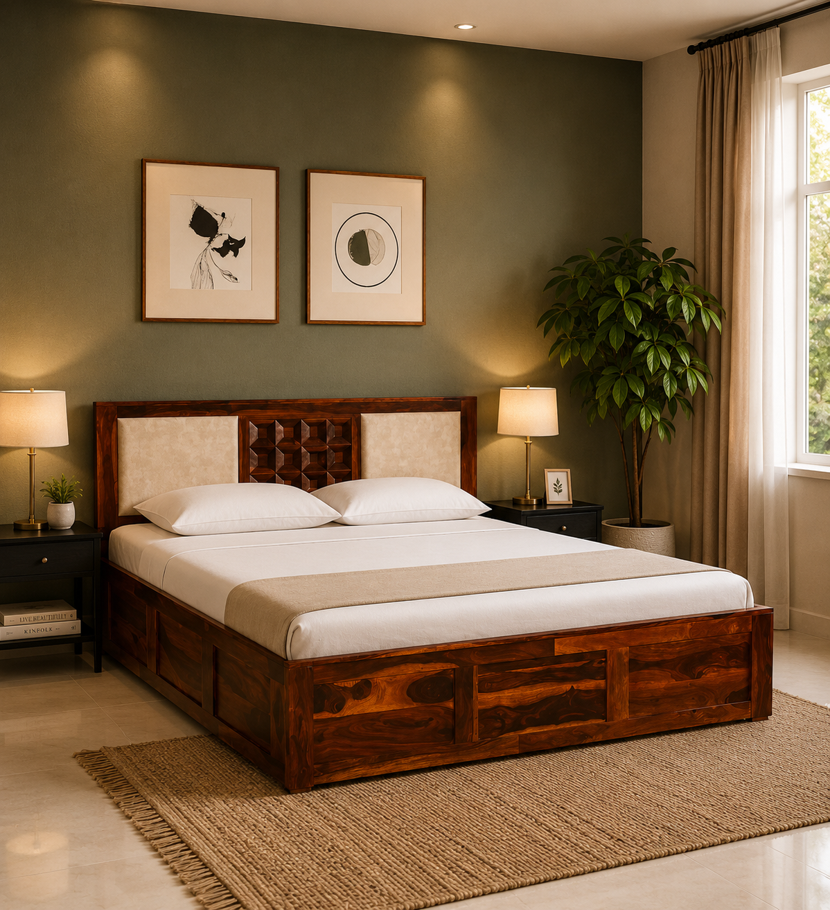 Khohli Solid Sheesham Wood Bed With Hydraulic Storage Royalsheesham (1) Khohli Solid Sheesham Wood Bed With Hydraulic Storage - Image 1