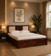 Nais Sheesham Wood King Size Bed With Box Storage