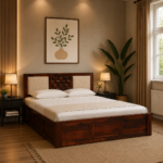 Nais Sheesham Wood King Size Bed With Box Storage