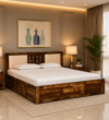 Nisha Solid Wood Bed With Storage