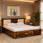 Nisha Solid Wood Bed With Storage