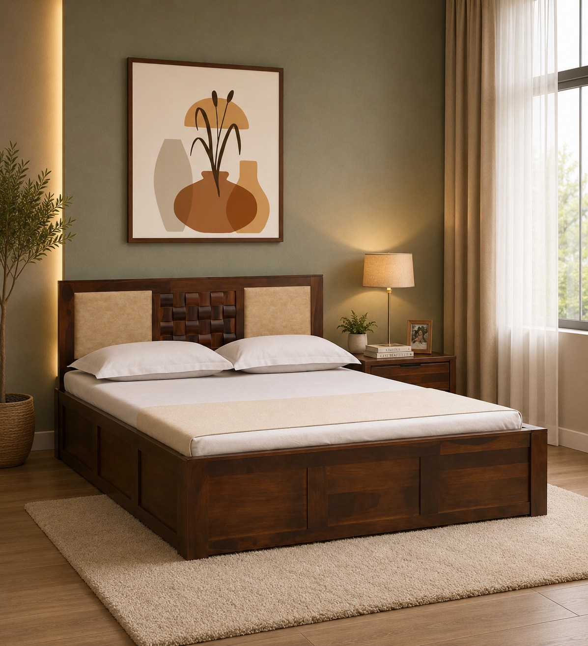 Nivya Sheesham Wood Bed With Box Storage Royalsheesham (1) Nivya Sheesham Wood Bed With Box Storage - Image 1