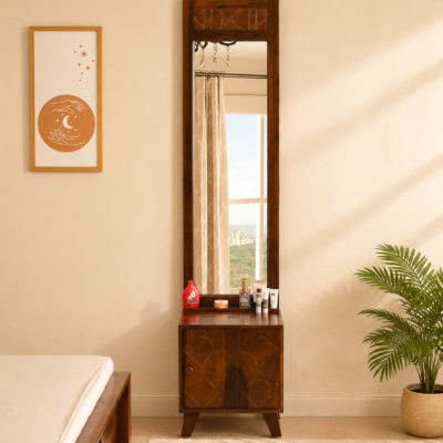 Norah Solid Sheesham Dressing Unit in Walnut Finish