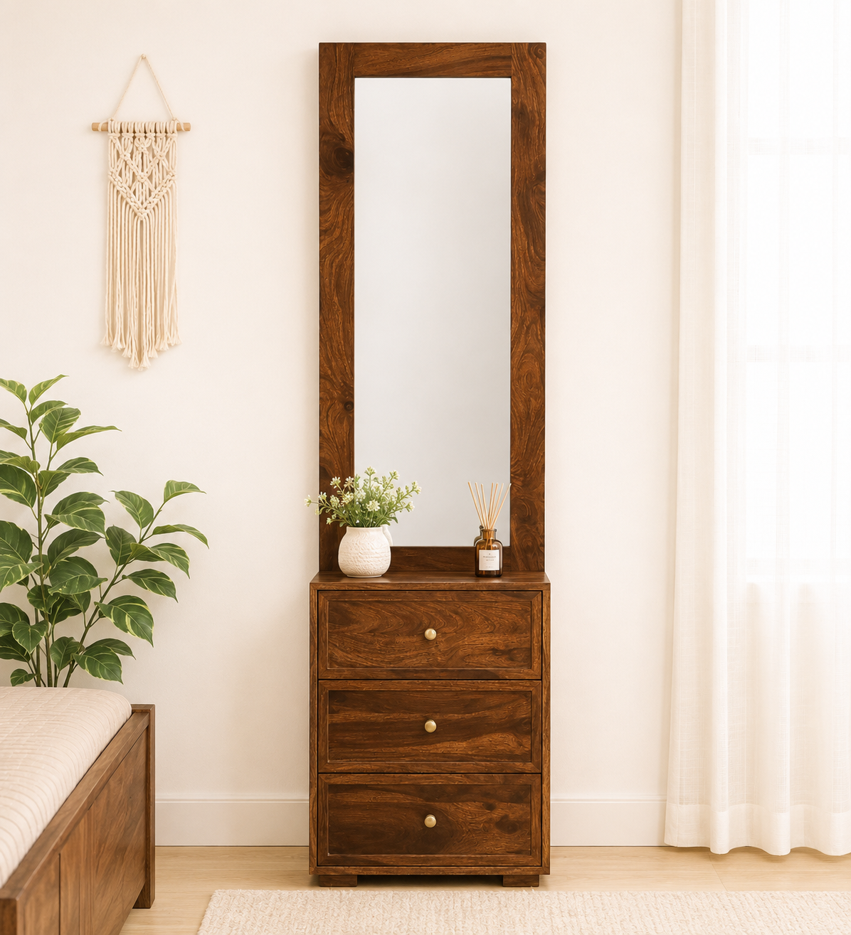 Orlando Solid Wood Dressing Table in Honey Oak Finish royal sheesham (1) Orlando Solid Wood Dressing Table in Honey Oak Finish - Image 1