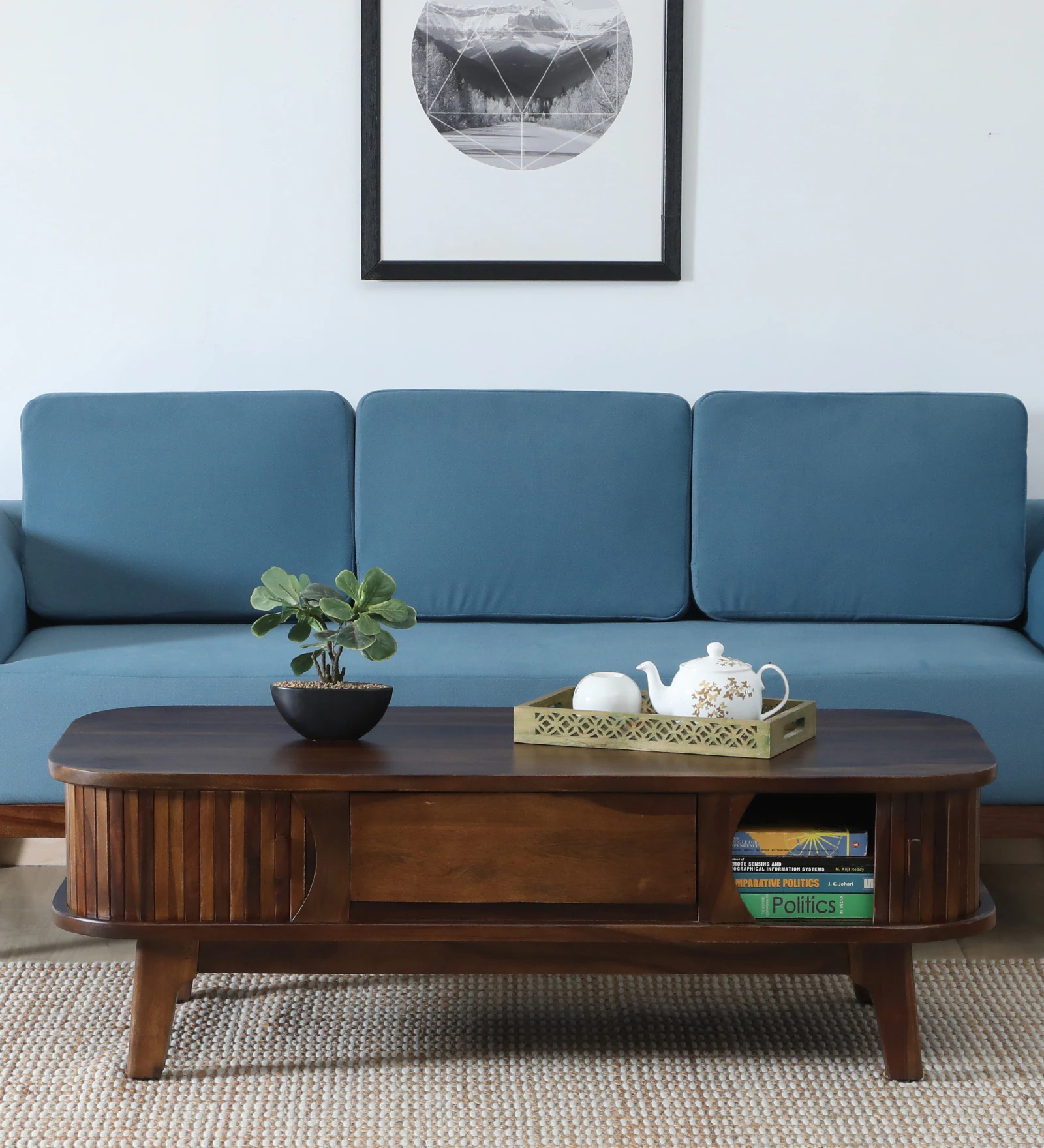Royal sheesham (1) Fold Sheesham Wood Shutter Coffee Table In Scratch Resistant Provincial Teak Finish - Image 1