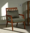 Niva Sheesham Wood Armchair In Rustic Teak Finish with Bottle Green Upholstery