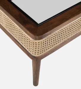 Nain Mango Wood Coffee Table In Tubbaq Finish With Brown Tinted Glass Top - Image 9