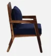 niva Sheesham Wood Armchair In Rustic Teak Finish with Navy Blue Upholstery - Image 3