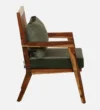 Niva Sheesham Wood Armchair In Rustic Teak Finish with Bottle Green Upholstery - Image 4