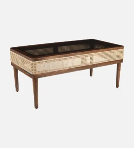 Nain Mango Wood Coffee Table In Tubbaq Finish With Brown Tinted Glass Top - Image 6