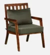 Niva Sheesham Wood Armchair In Rustic Teak Finish with Bottle Green Upholstery - Image 5