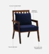 niva Sheesham Wood Armchair In Rustic Teak Finish with Navy Blue Upholstery - Image 6