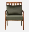 Niva Sheesham Wood Armchair In Rustic Teak Finish with Bottle Green Upholstery - Image 6
