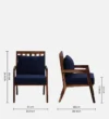 niva Sheesham Wood Armchair In Rustic Teak Finish with Navy Blue Upholstery - Image 7