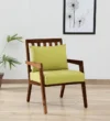 Renu Sheesham Wood Arm Chair In Green & Rustic Teak Finish