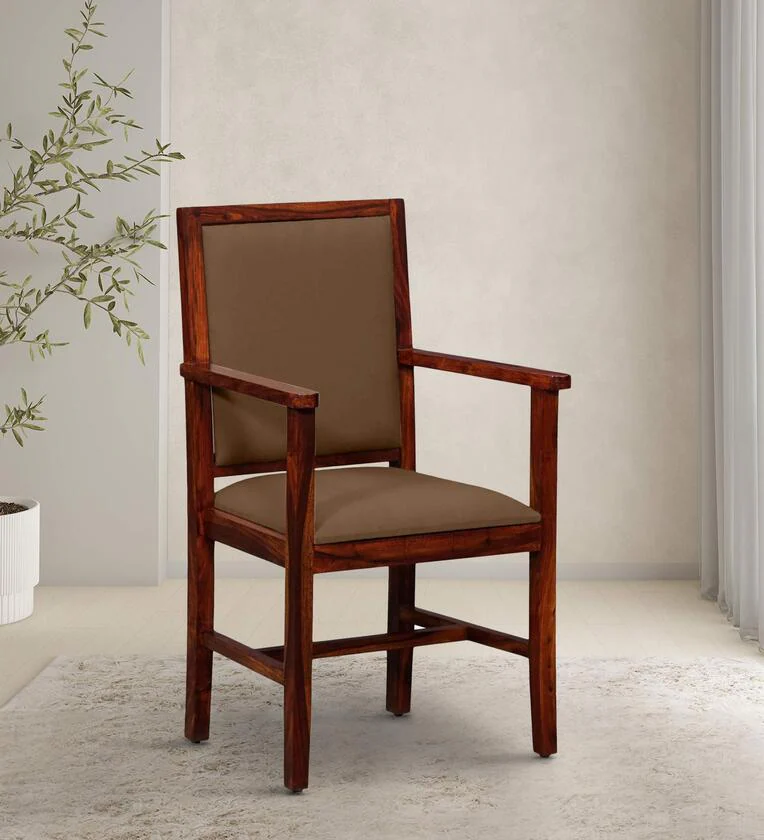 Royal sheesham (9) Cheshtigo Sheesham Wood Arm Chair In Honey Oak Finish - Image 1