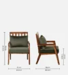 Niva Sheesham Wood Armchair In Rustic Teak Finish with Bottle Green Upholstery - Image 7