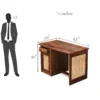 Tan Sheesham Wood Cane Study Table - Image 3