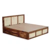 Tan Solid Wood Cane Bed With Hydraulic Storage - Image 6