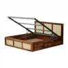 Tan Solid Wood Cane Bed With Hydraulic Storage - Image 9