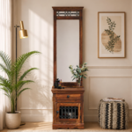 Valencia Wooden Dressing Table with Mirror in Honey Oak Finish