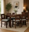 Vedant Wooden 6 Seater Dining Table Set with Cushion Seating