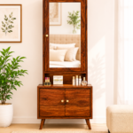 Winster Wooden Dressing Table with Mirror in Teak Finish