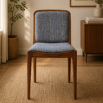 bar Natural Teak Wood Dining Chair in Blue Color