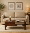Aaklyn Modern Coffee Table in Rich Walnut Finish with Drawer