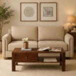 Aaklyn Modern Coffee Table in Rich Walnut Finish with Drawer