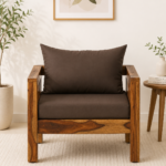 Almeria Sheesham Wood 1 Seater Sofa In Scratch Resistant Rustic Walnut Finish